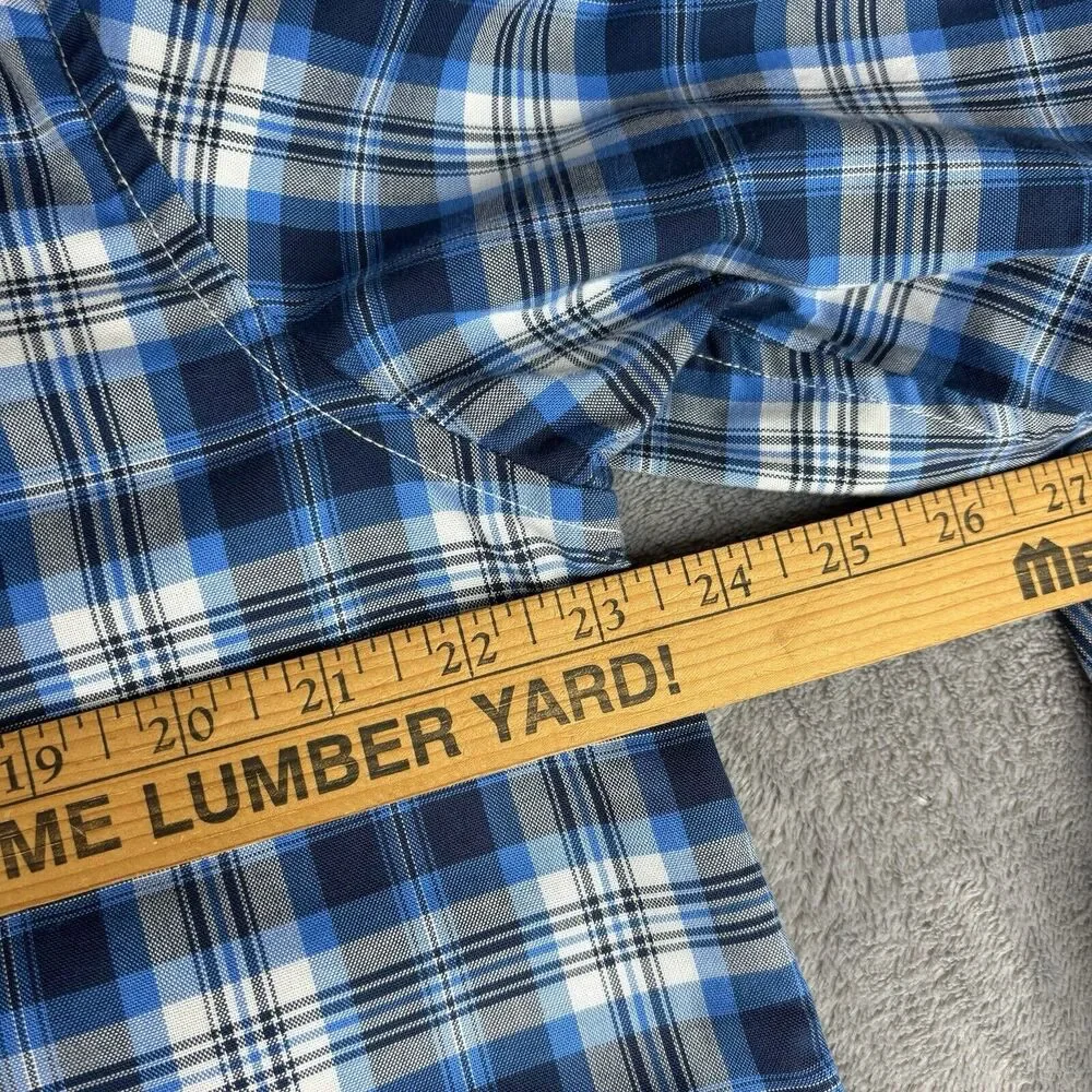 LL Bean Shirt Mens L Blue Plaid Traditional Fit Long Sleeve 500508 Crisp‎ Cotton
